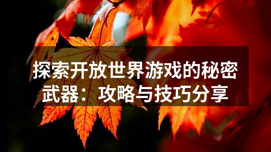 探索开放世界游戏的秘密武器：攻略与技巧分